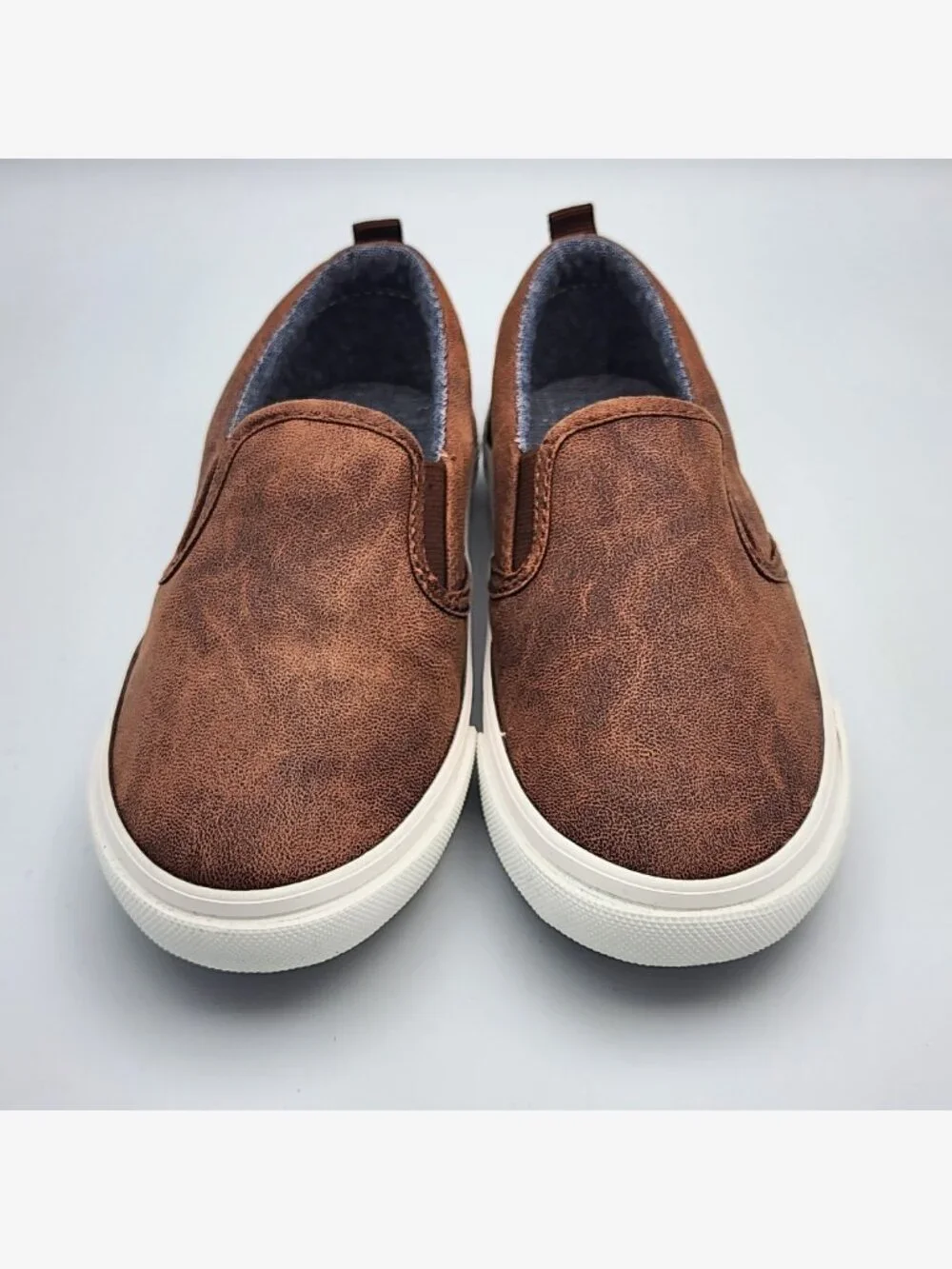 Brown Leather Slip-On Sneakers | Kid's 9